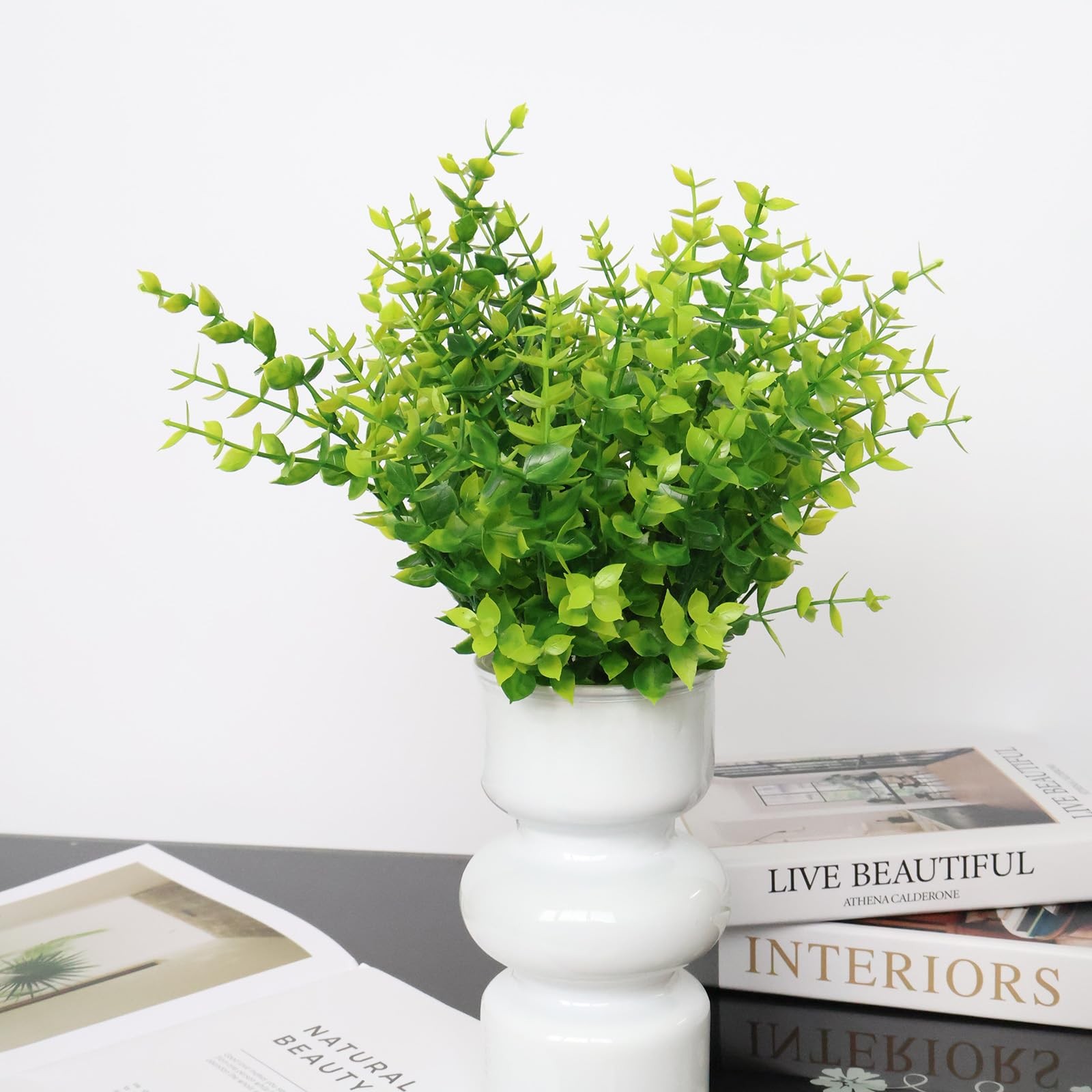 Grever 10 Bundles Artificial Greenery Boxwood Fake Plants UV Resistant Plasti…