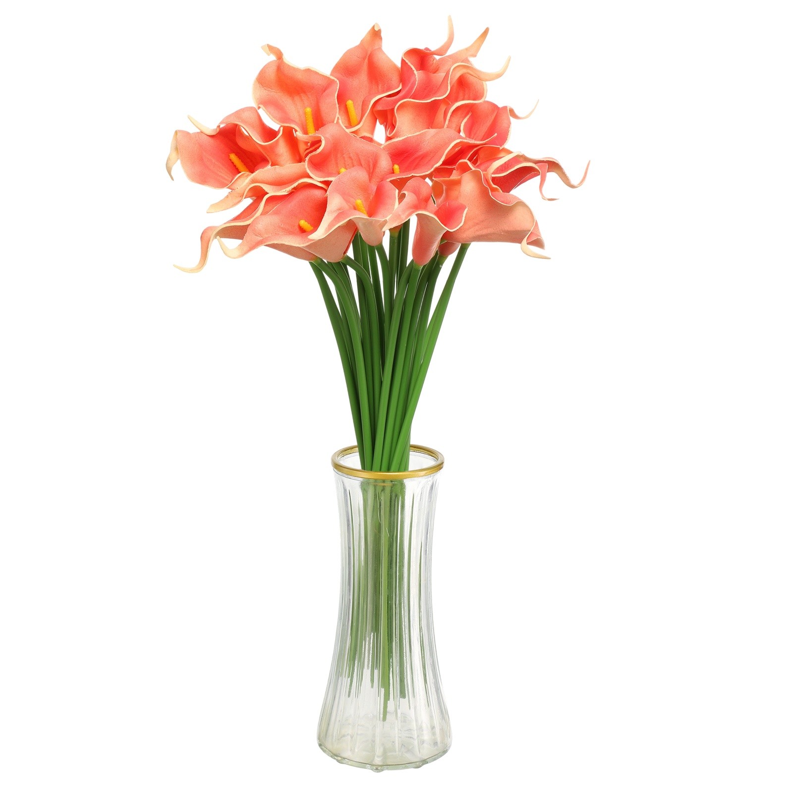 20Pcs Coral Artificial Calla Lily Fake Silk Flowers for Wedding Party Home Decor