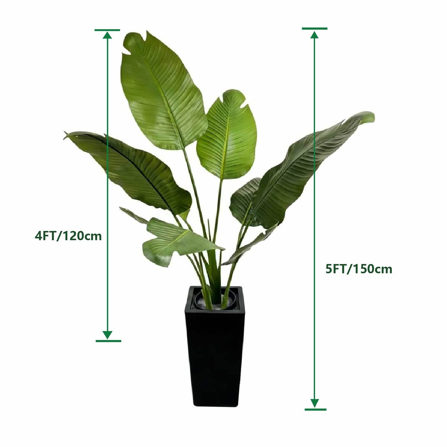 5FT Artificial Traveler Palm Banana Tree Bird of Paradise with Black Planter