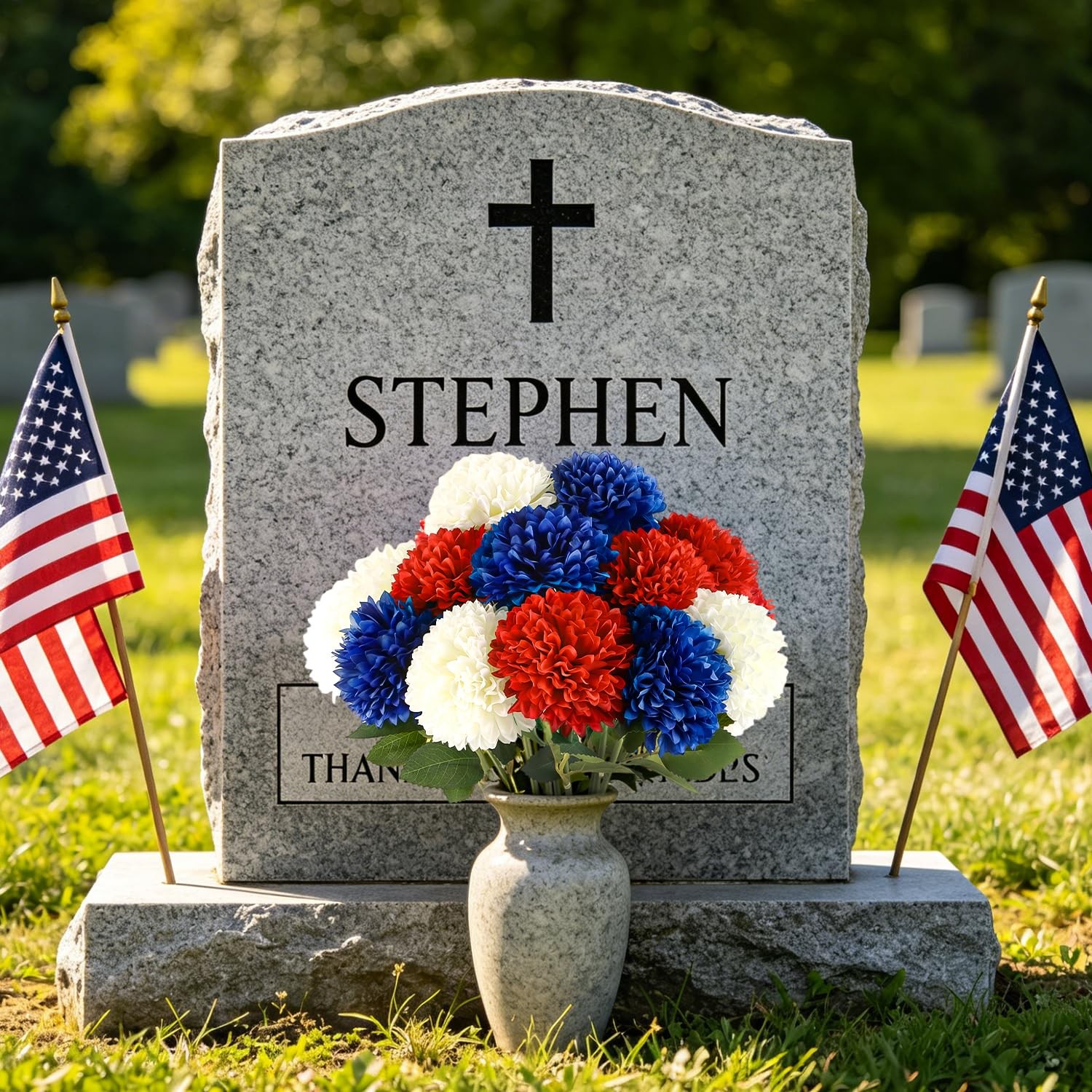 4th of July Decorations Patriotic Decor 12Pcs Artificial Flowers Red White an…