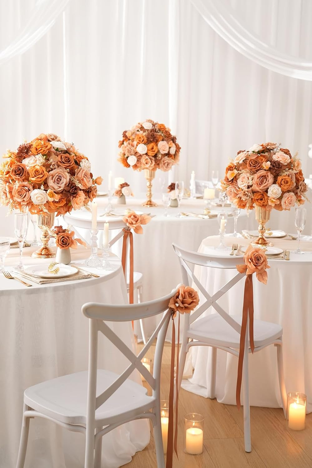 2Pcs 15” Autumn Artificial Flower Centerpieces for Weddings & Parties