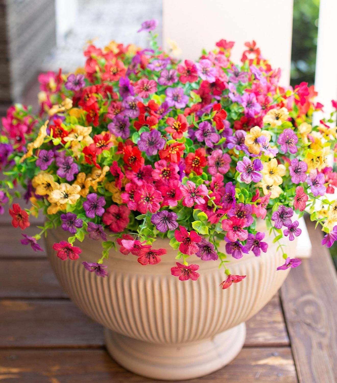 12 Bundles Artificial Daisy Flowers UV Resistant Faux Plants Garden Decor
