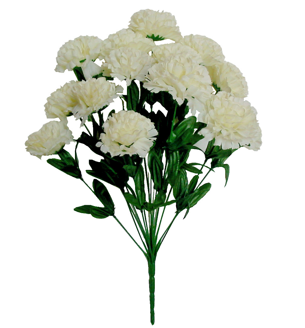 Cream 14-3.5″ Carnation 20″ Bush Silk Flower Home Holiday Wedding Outdoor Decor