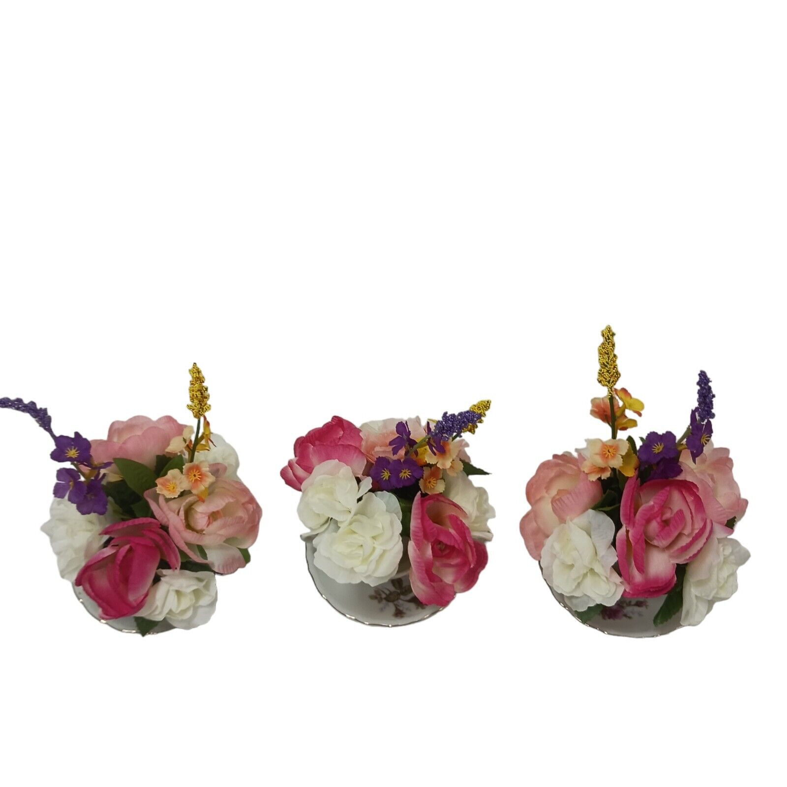 Silk Floral Arrangement POP-IN for your Tea Cup Party Birthday Bridal Home Decor