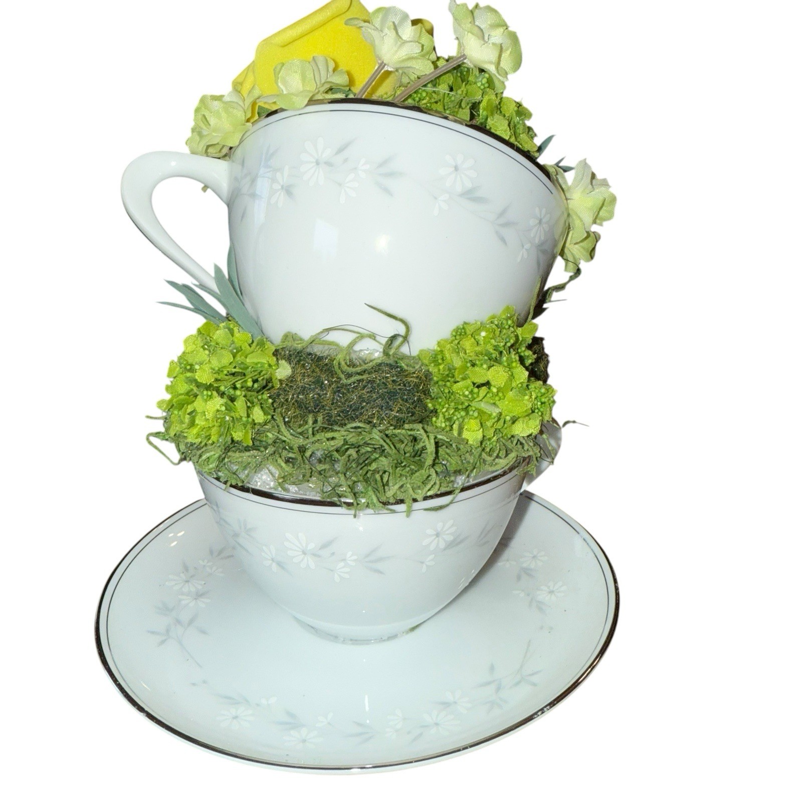 Double Decker Teacup Arrangement Home Decor Mother Birthday Wedding Gift