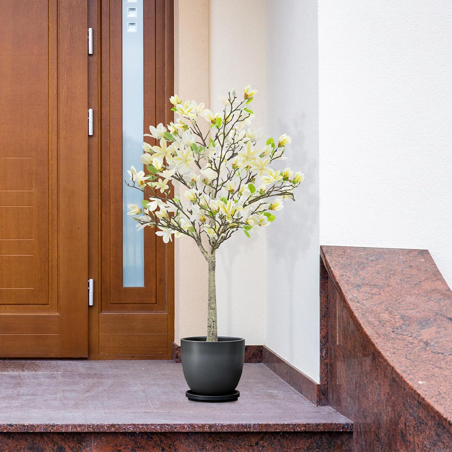 Faux Magnolia Tree 47.2″ with White Blooms, Indoor/Outdoor Farmhouse Decor