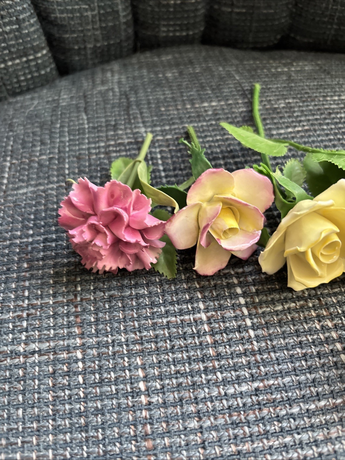 VTG Fine Bone China Flowers Crysanthemum & Yellow Rose Mixed Handmade Realistic