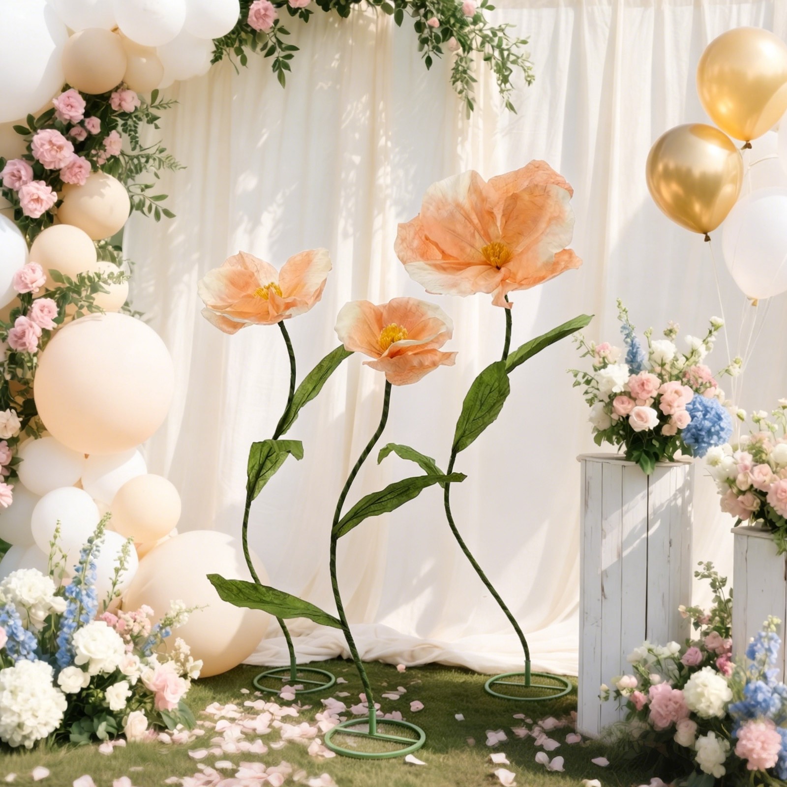 3Pcs Giant Artificial Flowers Large 1.8M Adjustable Wedding Banquet Decor Flower