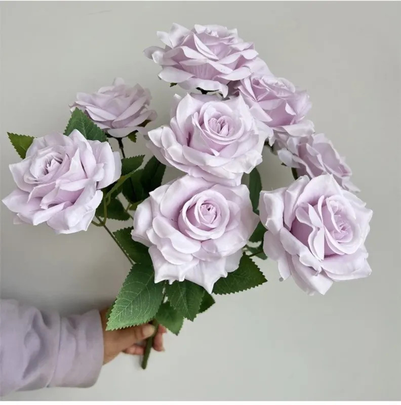 9 Heads Diamond Roses Bouquet Artificial Flower Pink Red Blue White Rose Fake