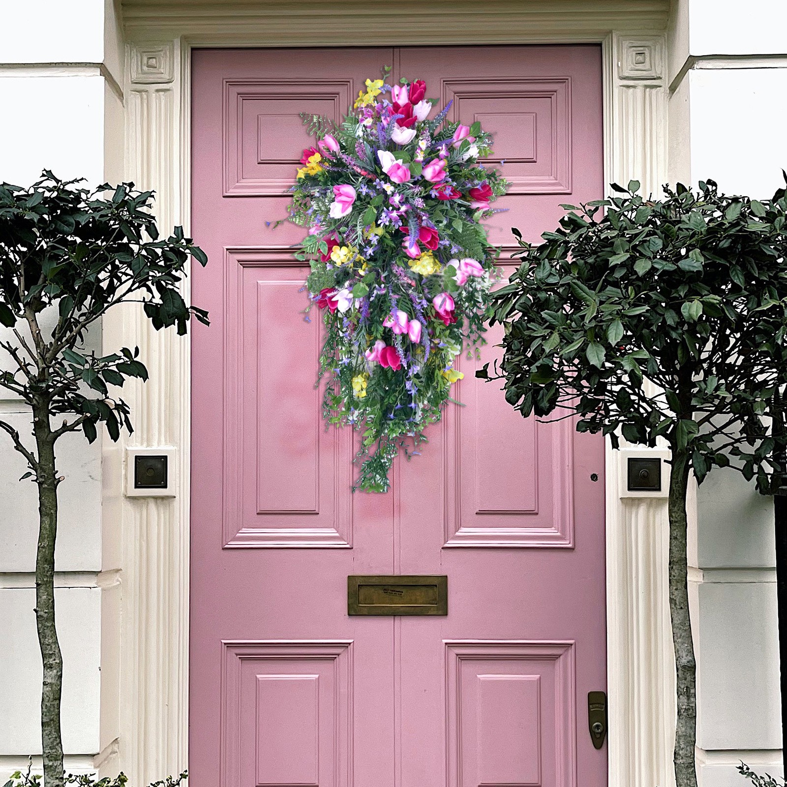 Large Purple Floral Wreath Style B Decor