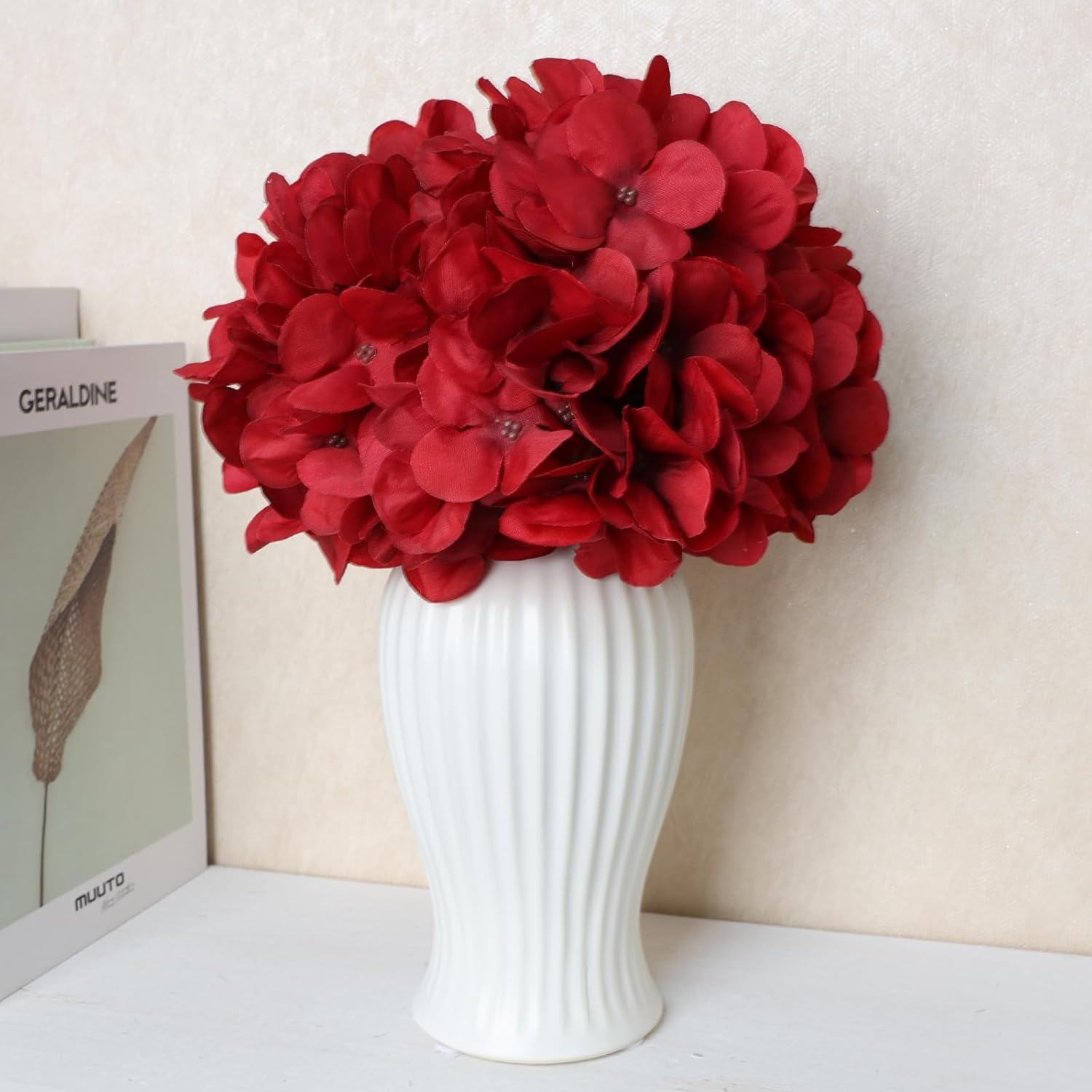 104 PCS Silk Hydrangea Flower Heads with Stems for DIY Decor