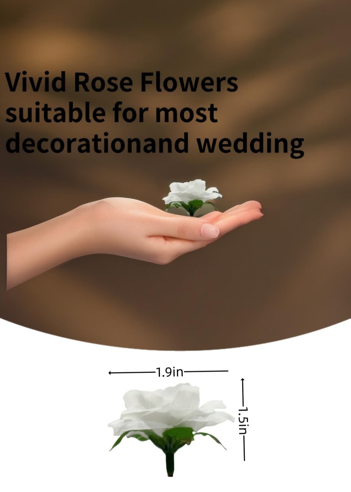 100 Pack 1.9 Inch Mini Artificial Silk Rose Flower Head Bulk Wedding Decor