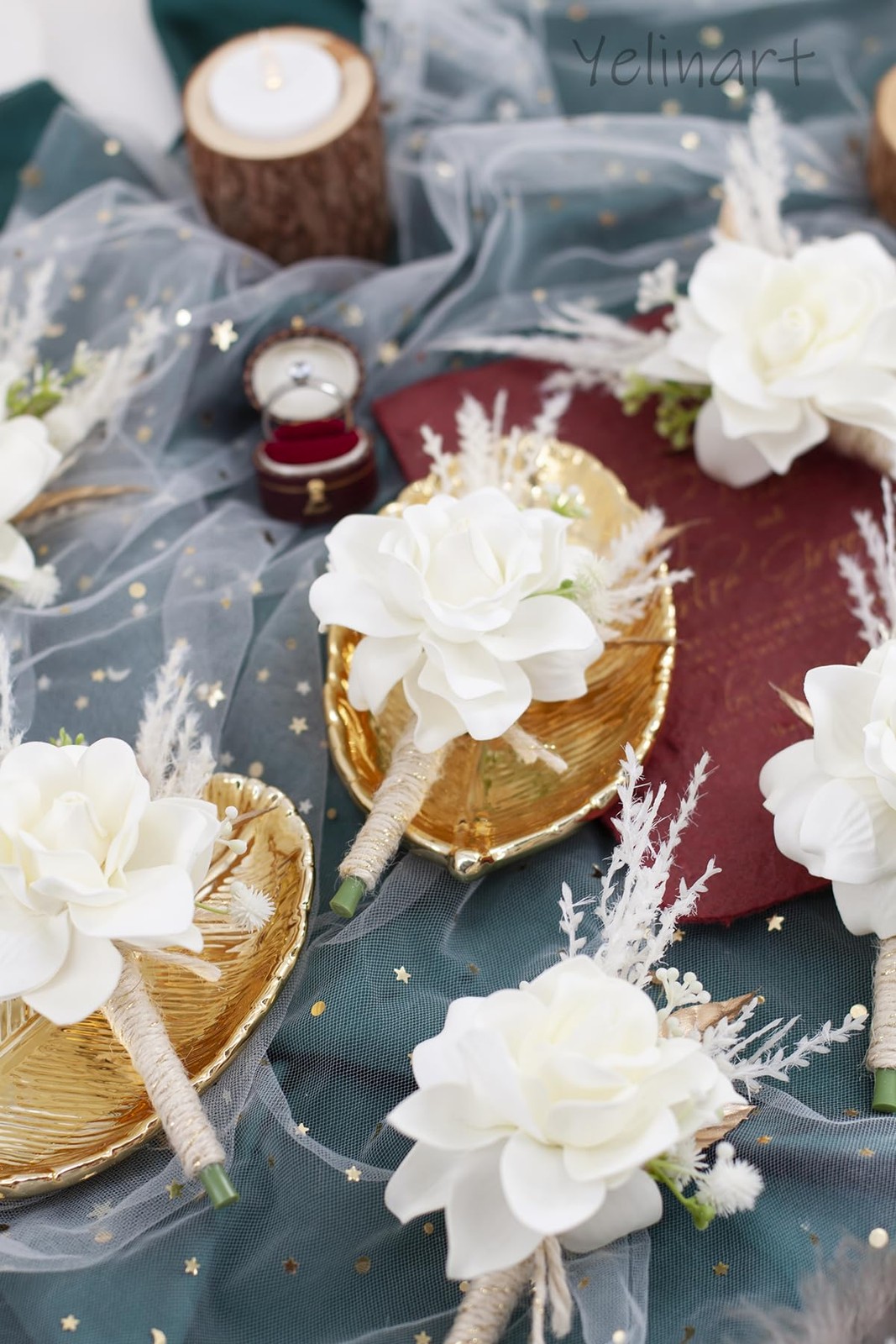 Ivory White Cream Boutonniere For Men Wedding Groom Rose Flowers 1 PCS