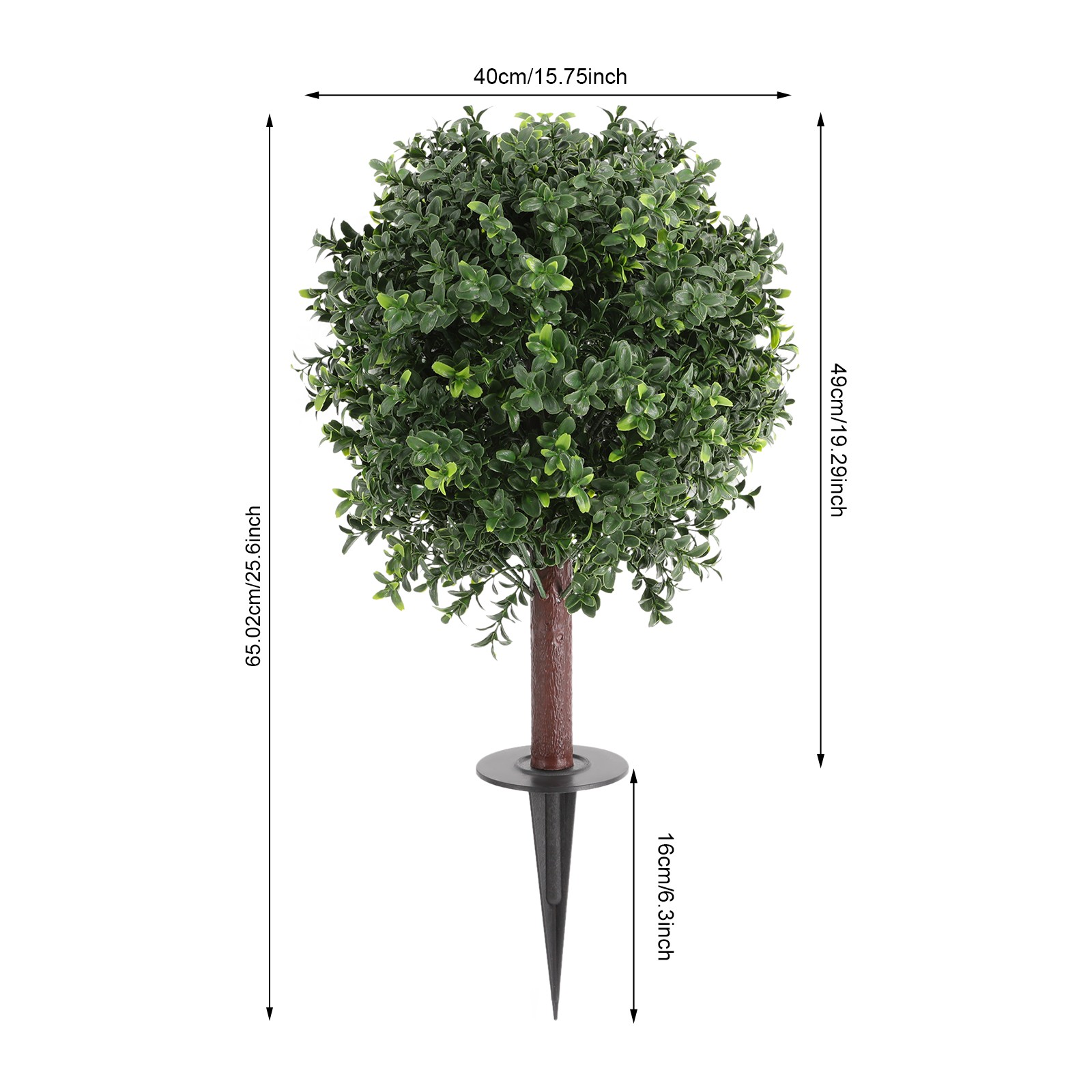 4 Pcs 25.6inch Artificial Boxwood Topiary Ball Trees with Ground Spikes