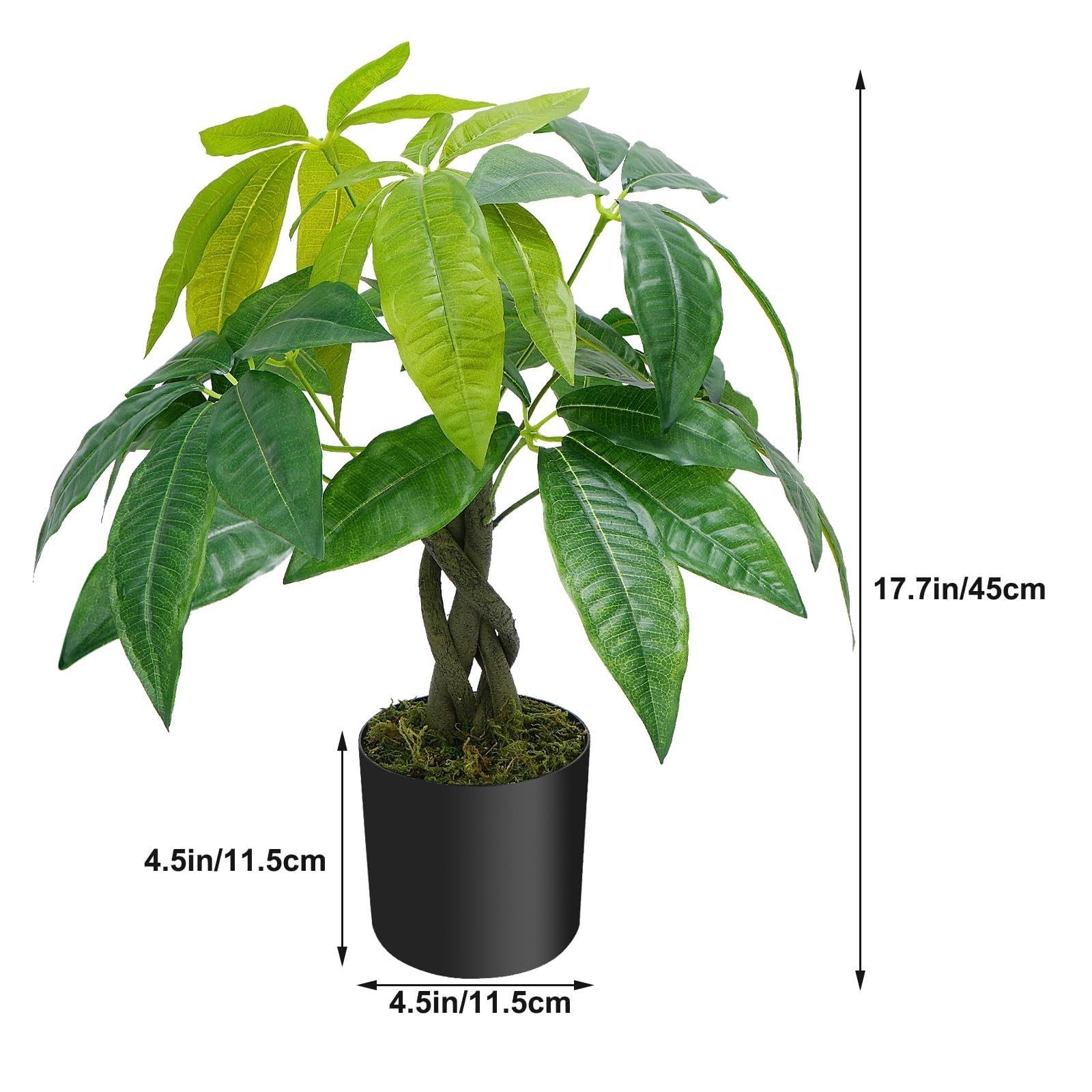 18 Inch Money Tree Faux Table Top Small Artificial Fake Potted Plants Indoor