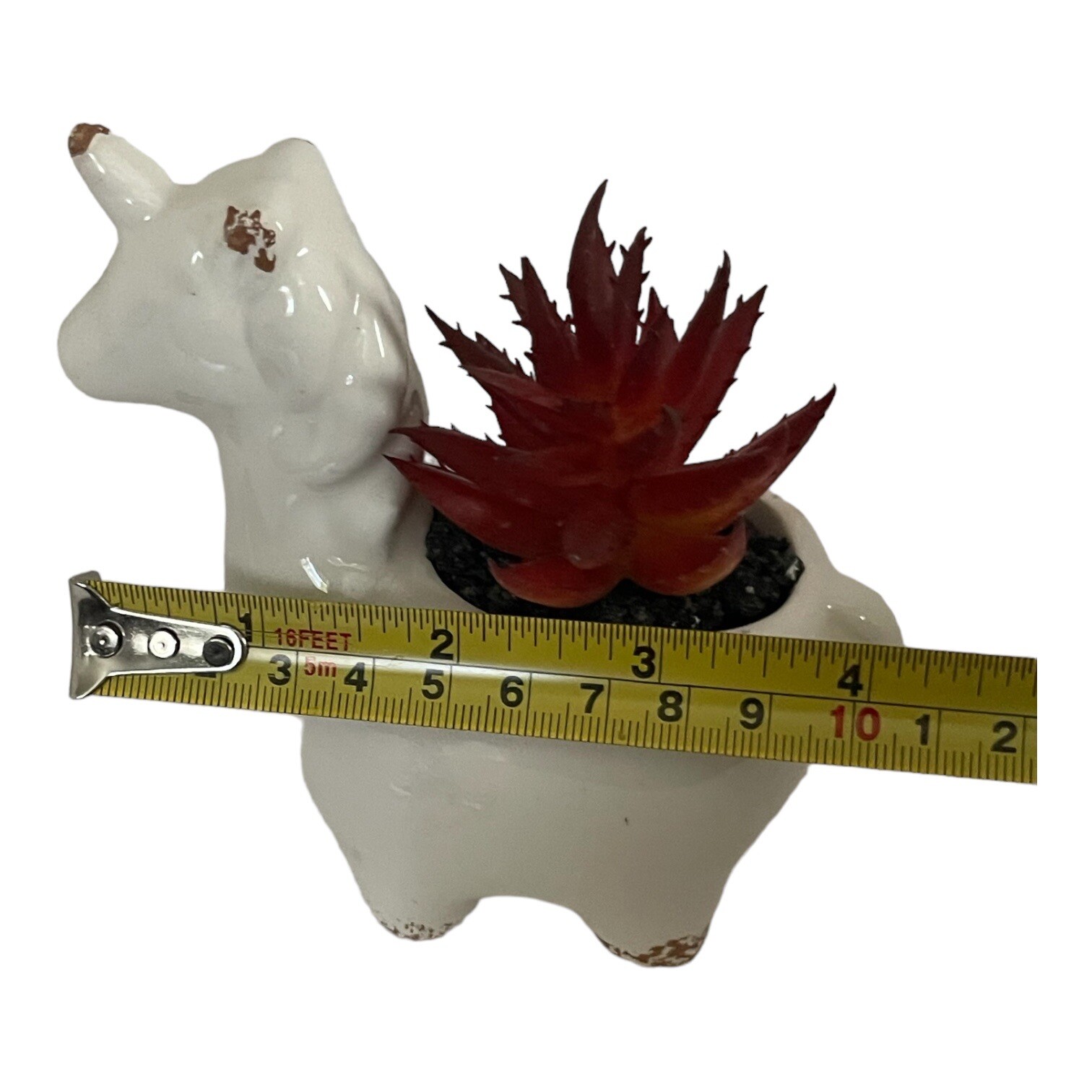Unicorn Faux Succulent Planter White 4.5″ Home Decor Rustic Farmhouse
