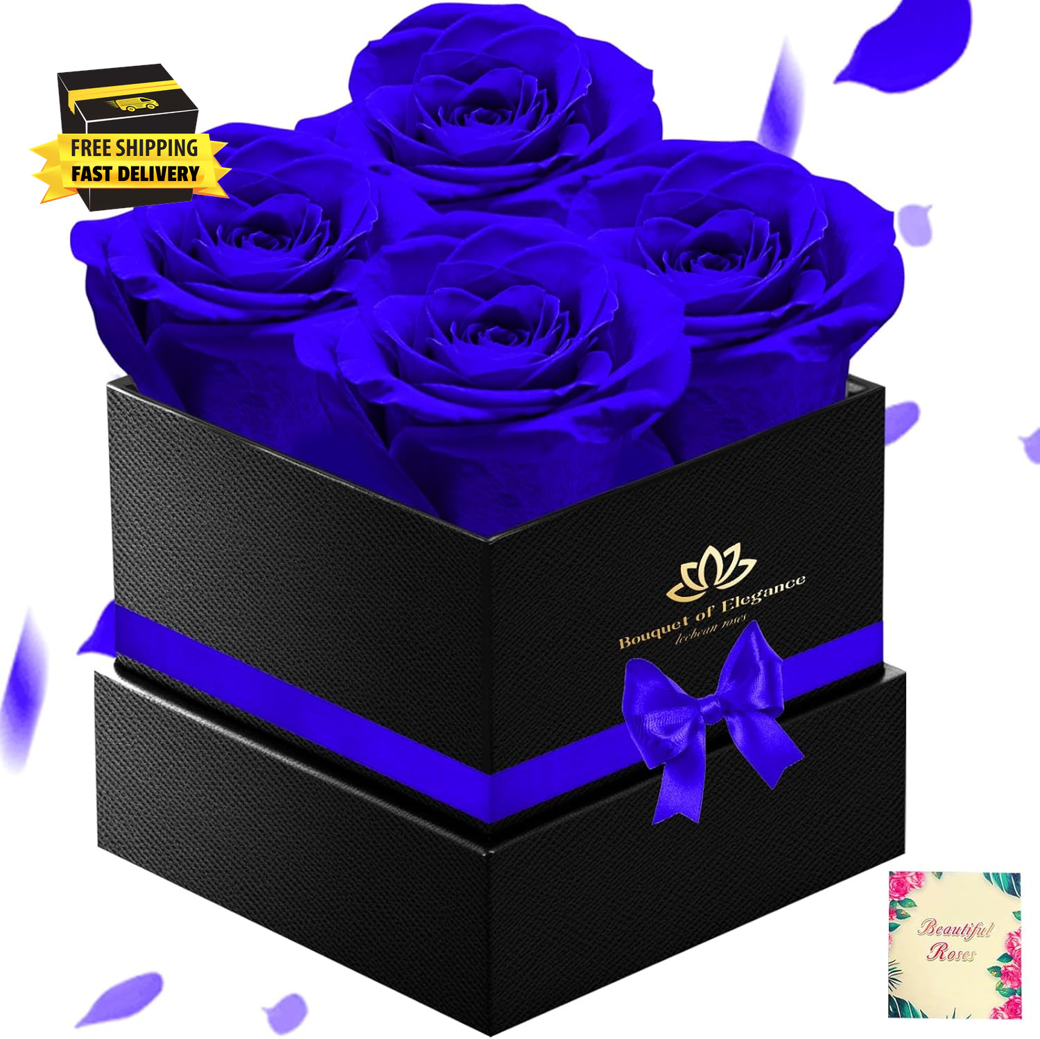 Blue Forever Roses Luxury Gift for Women/Men, Fresh Flowers Bouquet for Girlfrie