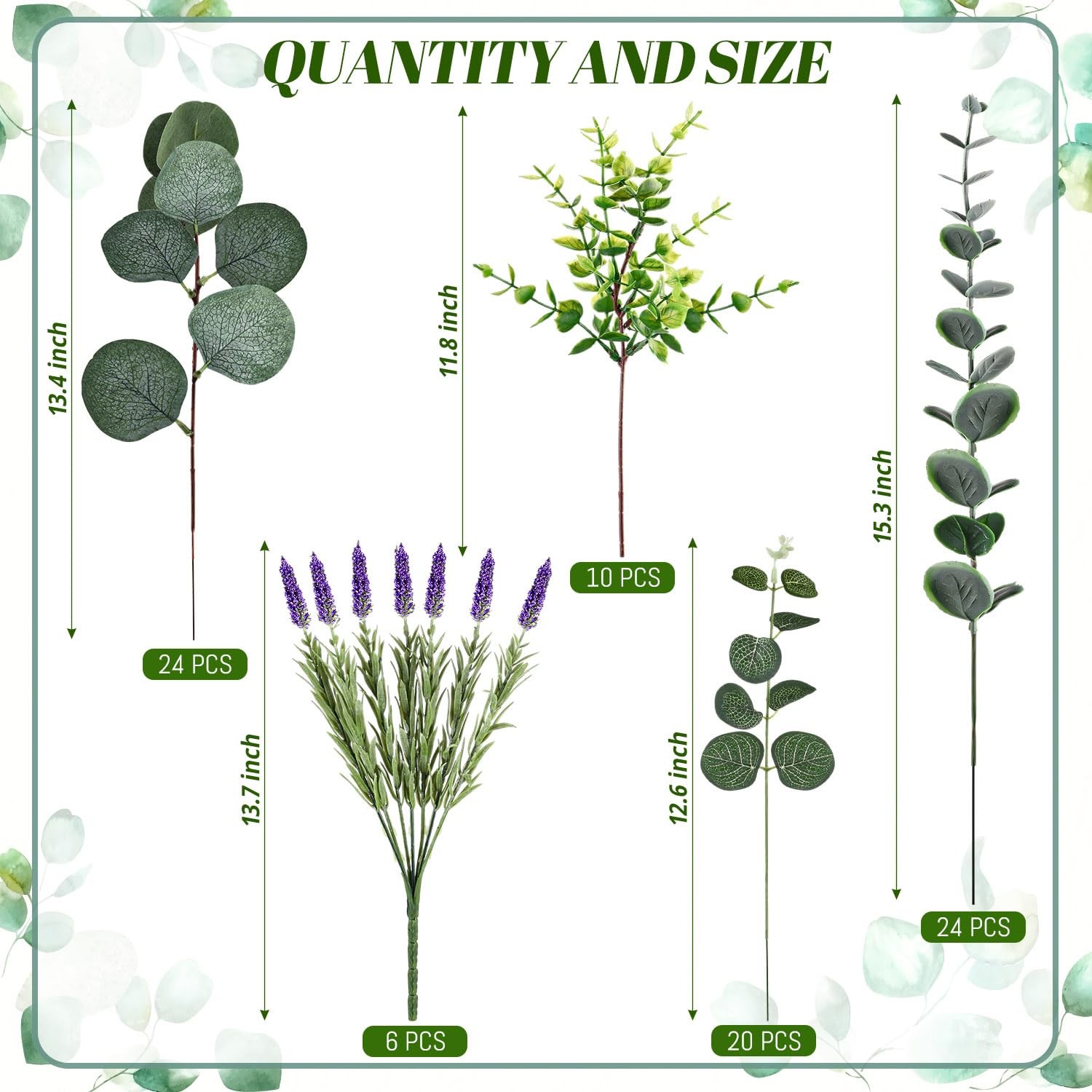 ALDMIO 84 Pcs Artificial Eucalyptus Stems and Lavender, Bulk Fake Silver Doll…