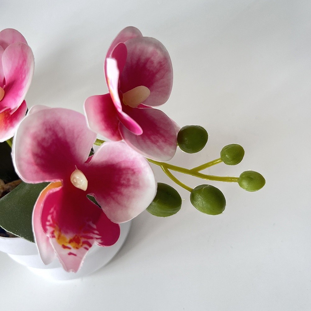 Faux Phalaenopsis Orchid Silk Flower Centerpiece Dust Resistant 12-bloom Design