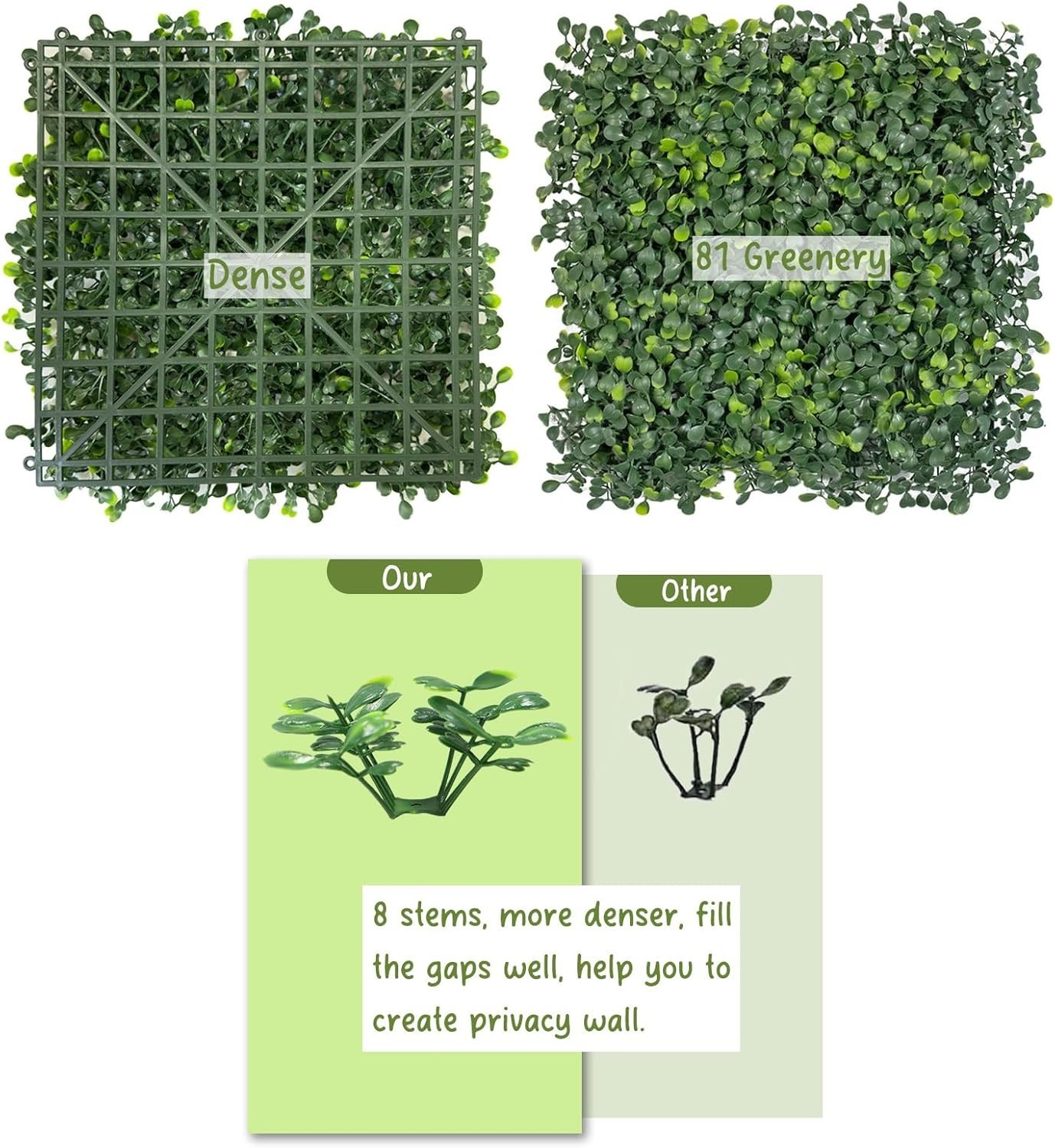 Grass Wall Panels 12 PCS 10″x 10″ Artificial Boxwood Panels with 50 Zip Ties,…