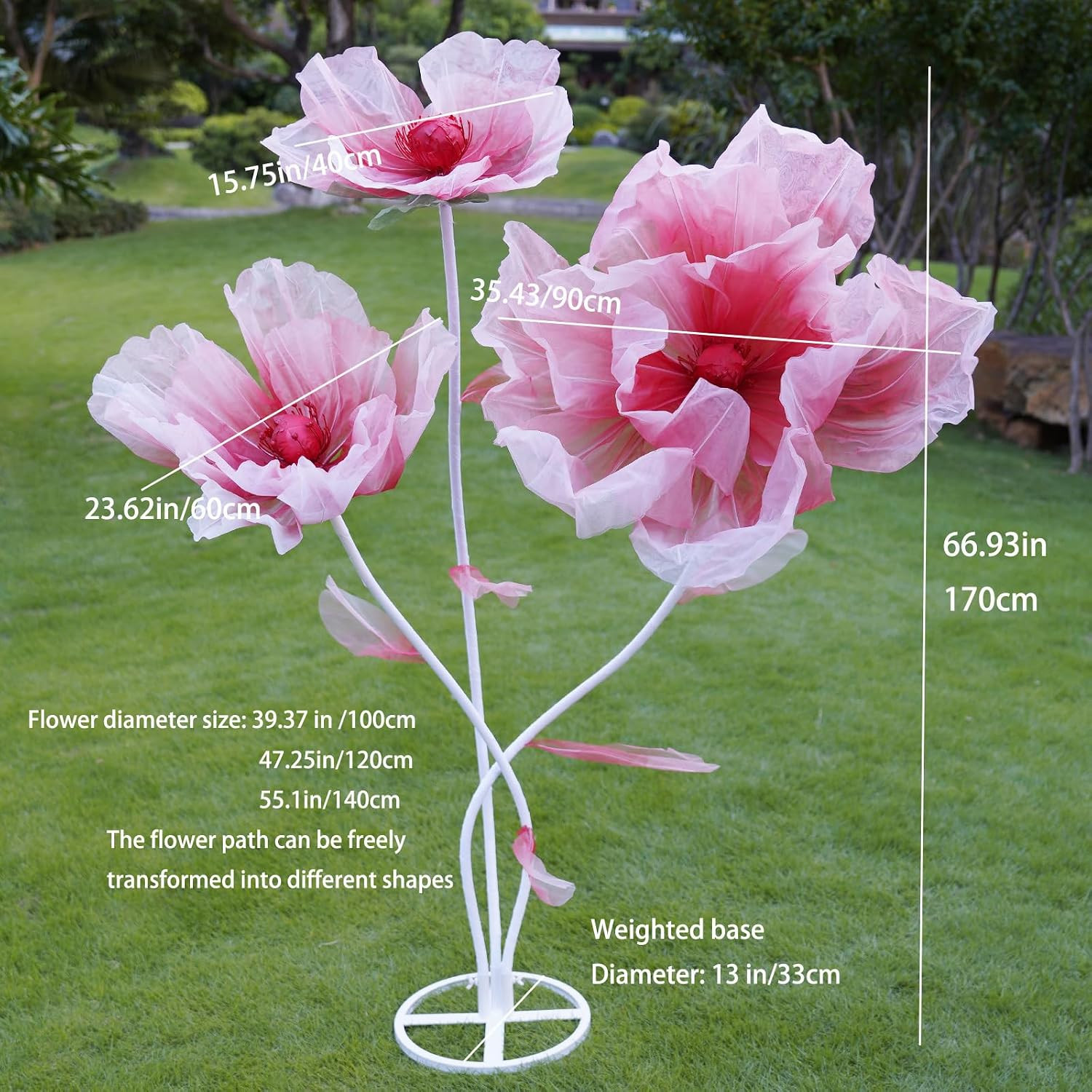 Giant Artificial Flower Decor with Stand,Oversized Freestanding Gradient Stateme