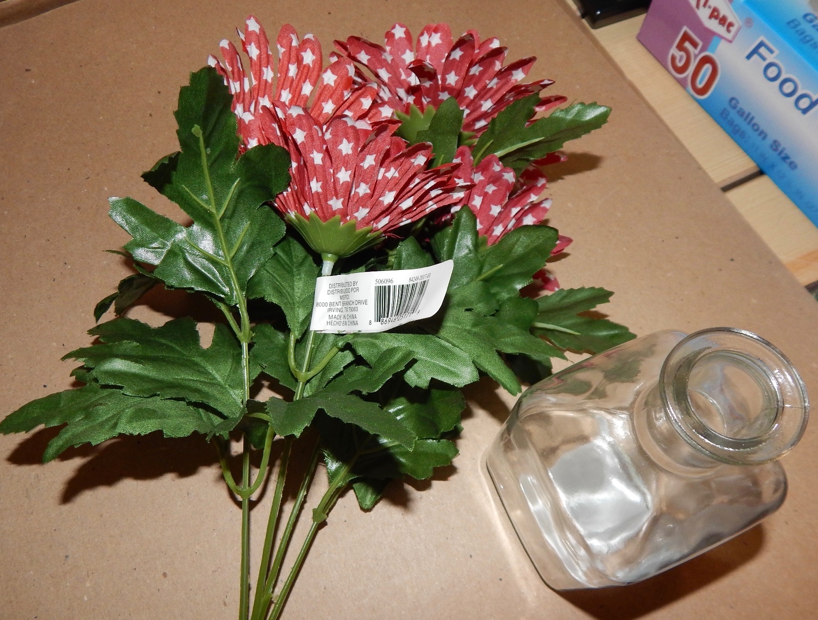 Ashland Summer Heritage USA Flowers 14″ Tall & Vase 5″ x 2″ American Decor 132B