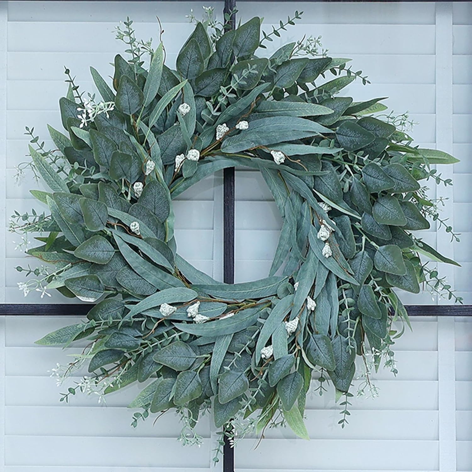 Vibrant Artificial Eucalyptus Wreath – All Season Home Decor