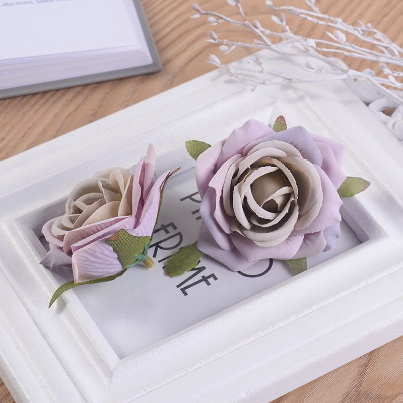 Rose Head Silk Wreath Flowers Wedding Party Home Decor Artificial Flower 7cm 5pc