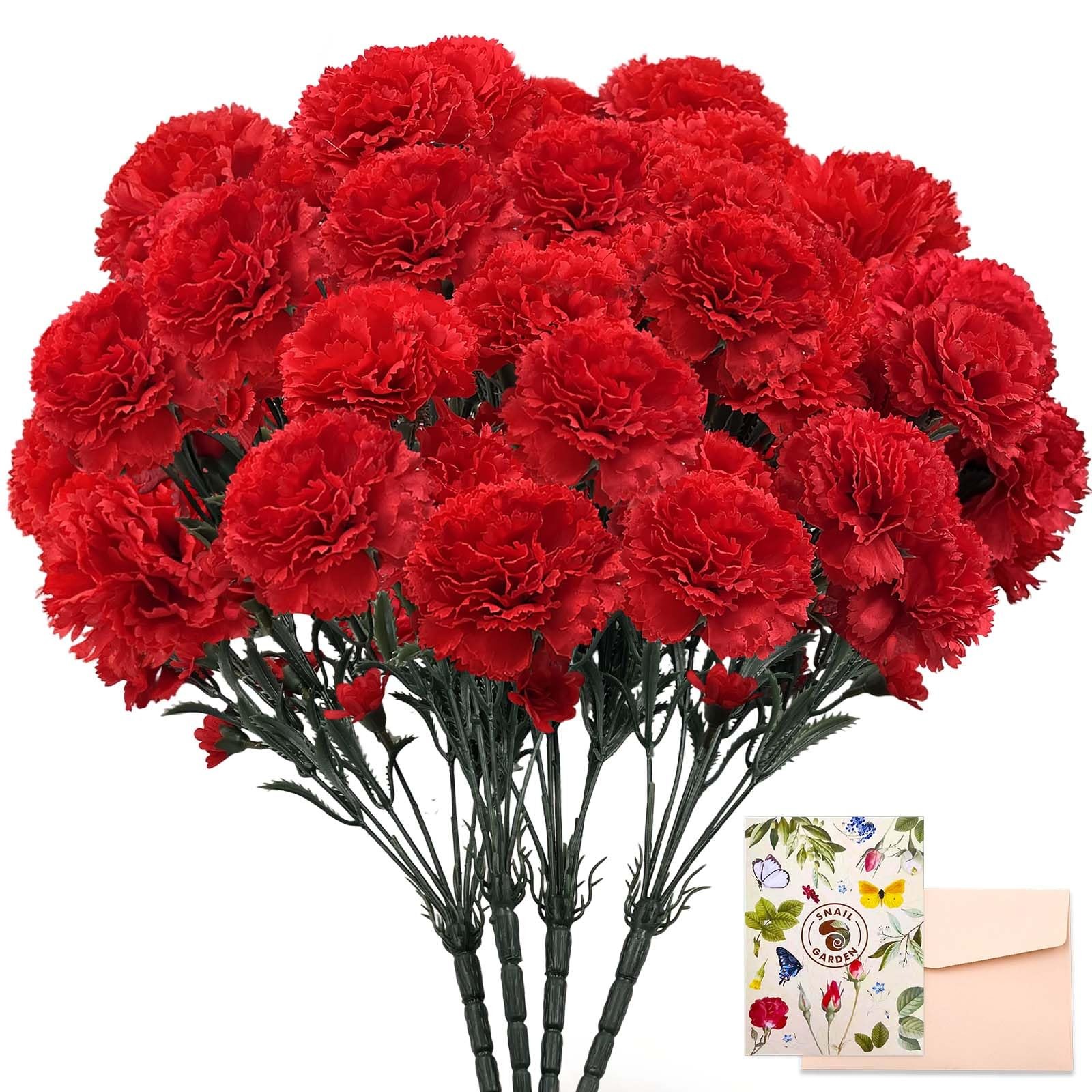 SNAIL GARDEN 28 Large Blooms Artificial Carnations Bulk with 28 Mini Blooms, …