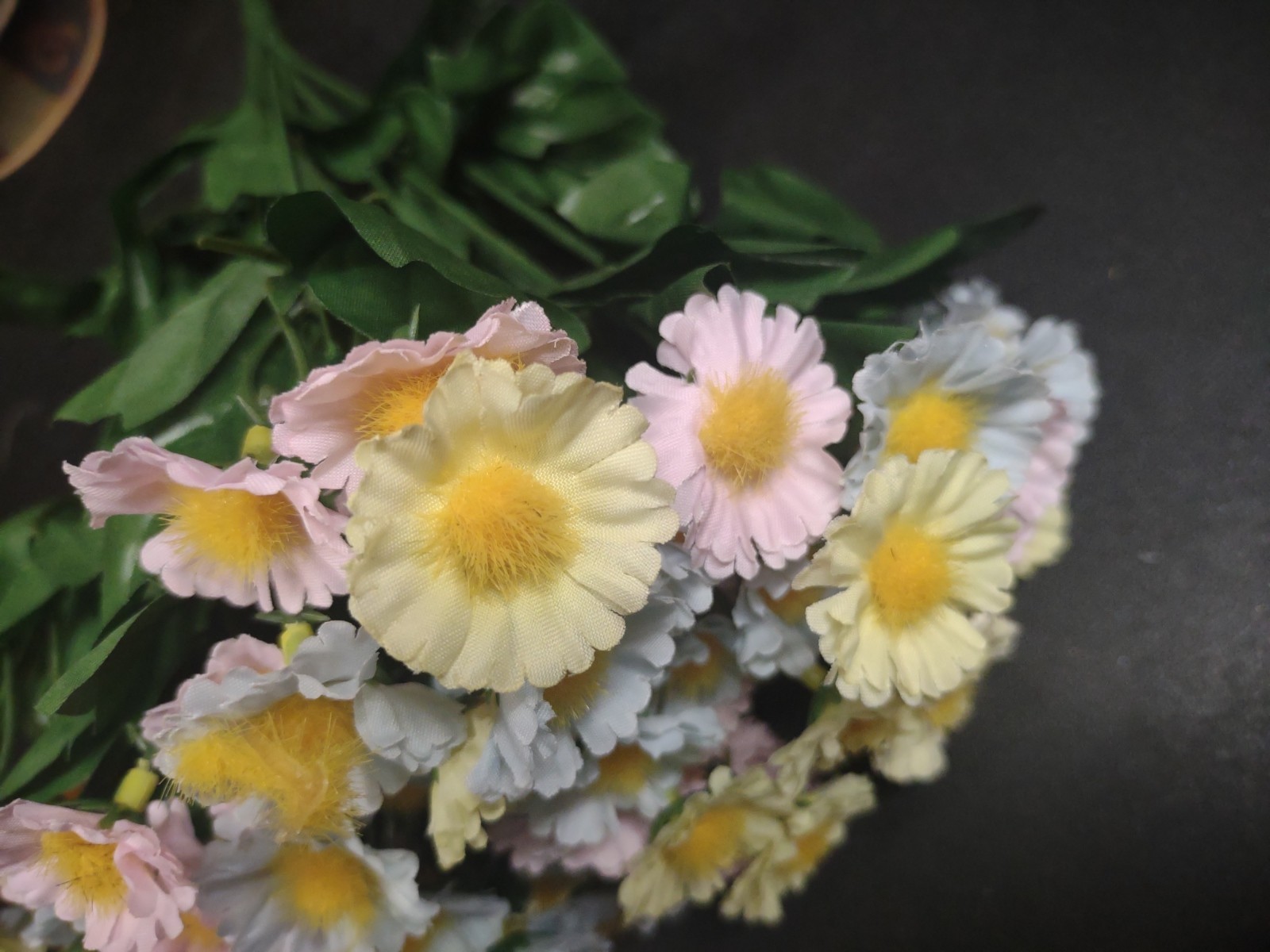 14″ Silk Daisy Bush, 14 Stems, 70 Mini Flowers Pink Yellow Blue, Baby Shower