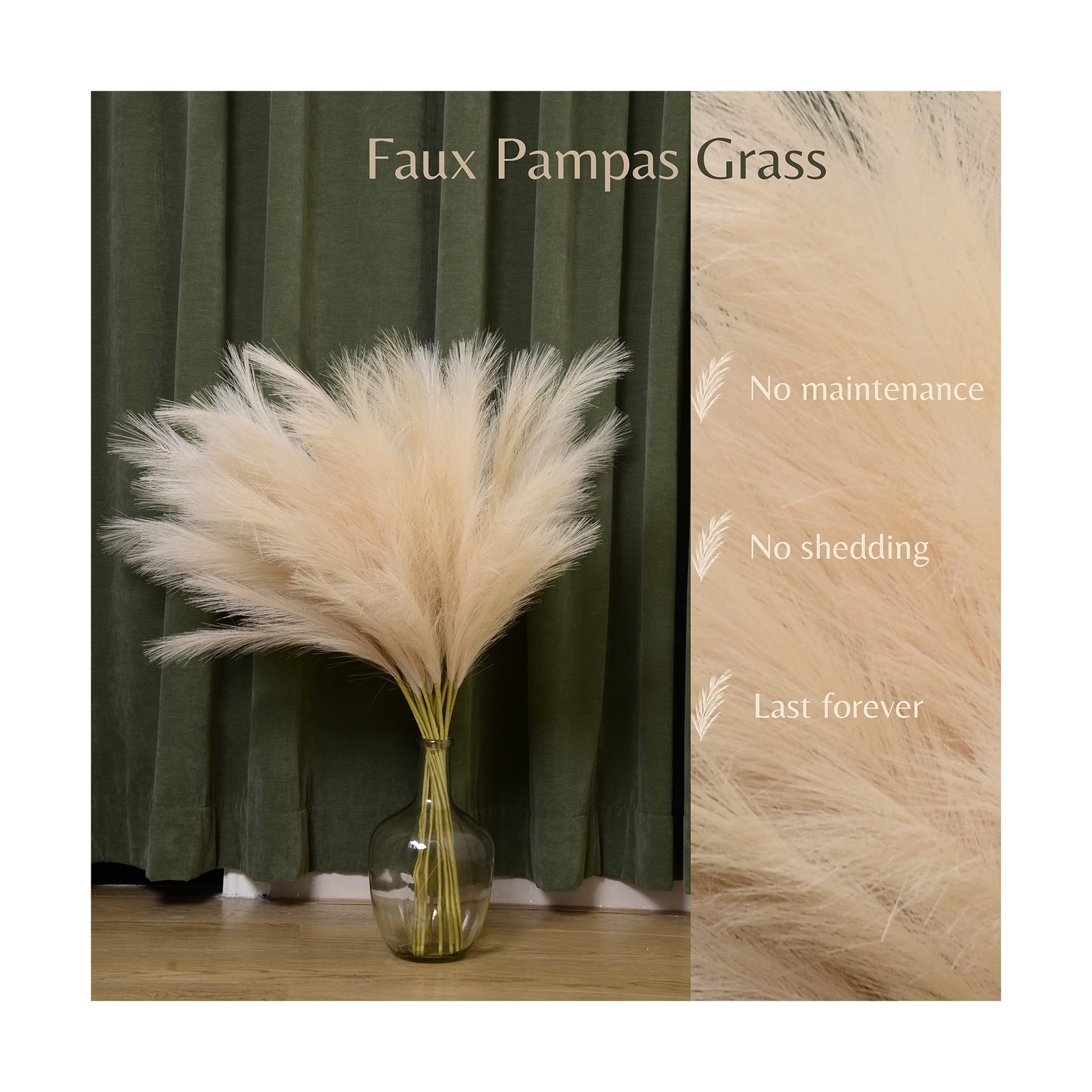 Perfnique Faux Pampas Grass, 9PCS Pompas, Large Pampas Grass, 38” Tall Pampa…