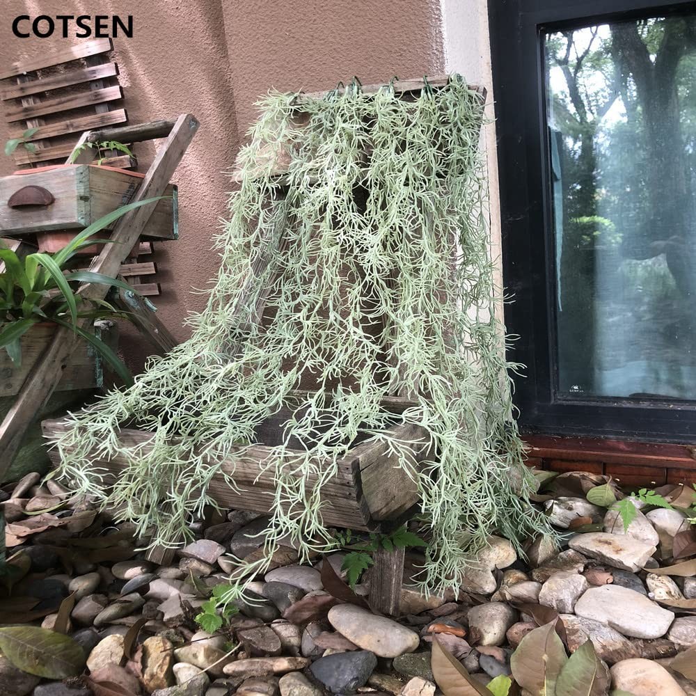 5 Pack Spanish Moss Faux Greenery Moss Fake Vines Moss Hanging Plants for Pot…