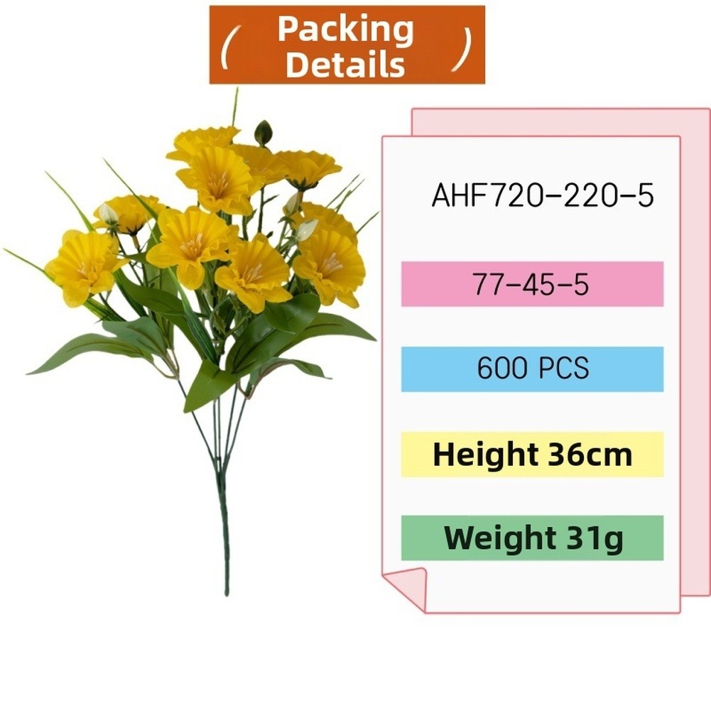 Artificial Narcissus Bouquet Yellow White Orange 36 cm for Daily Decor