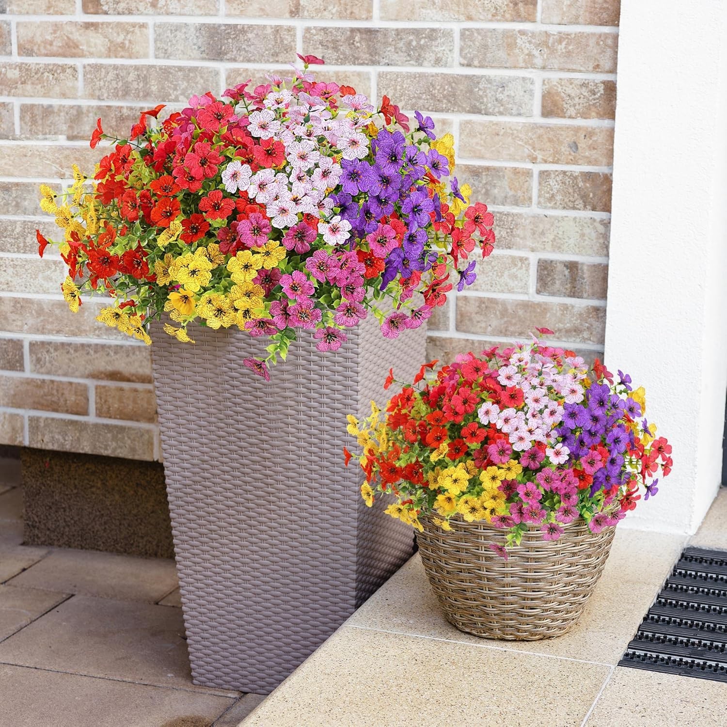 Artificial Flowers for Outdoors 12 Bundles Realistic Faux Plants UV Resistant Fa