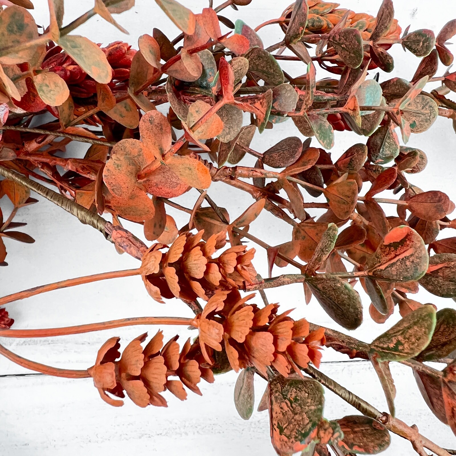Orange Eucalyptus and Hops Drip Garland 32″ Long Autumn Fall Floral Natural
