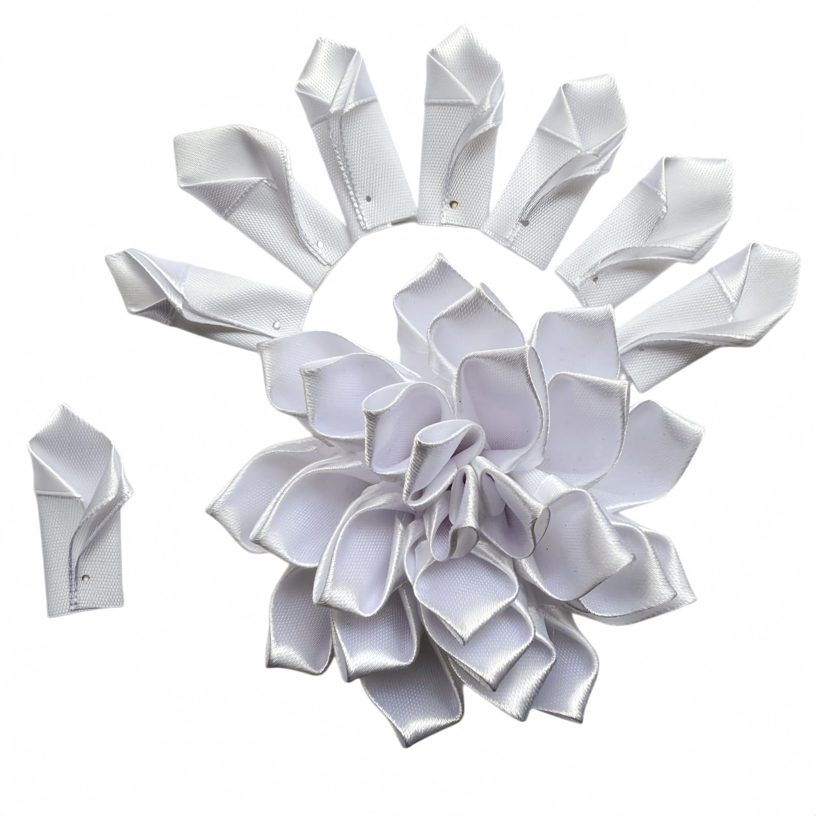 300 Counts Pre-Made Satin Ribbon Rose Petals Dahlia Lotus Flower Petals, Semi…