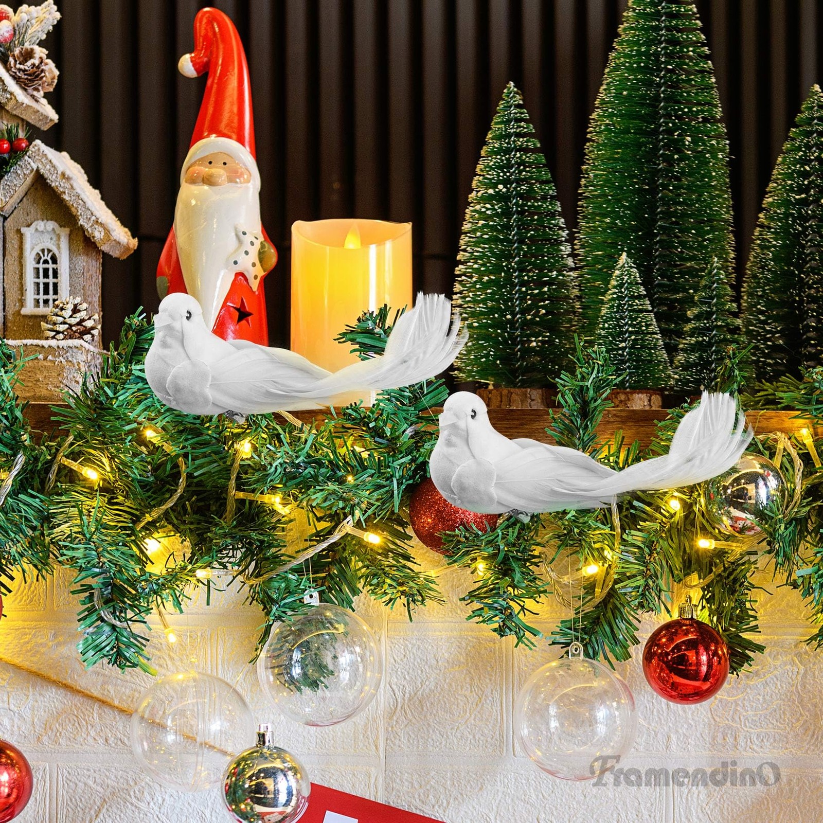 2 PCS Artificial Simulation Foam Feathered White Dove Bird Decor Ornament
