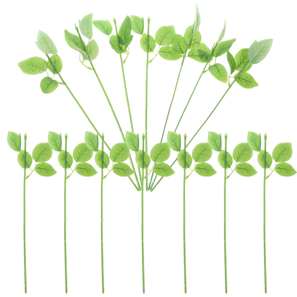 30pcs Flower Stem Rose Stem Leaves Artificial Rose Leaves Stems