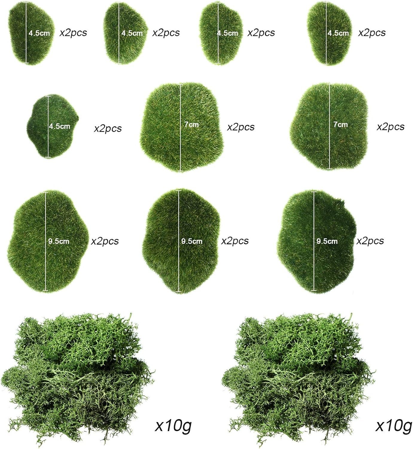 Chuangdi 20 Pieces Artificial Moss Rock Assorted Sized Decorative Faux Green