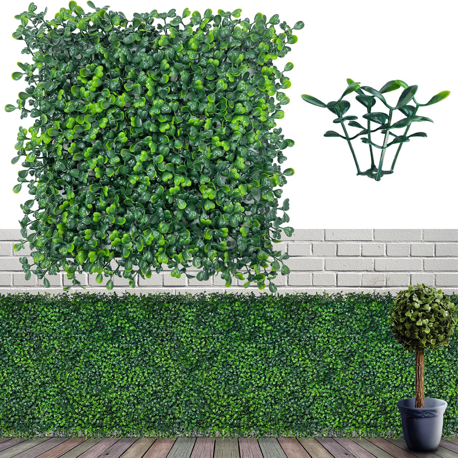 Artificial Grass Wall Panel Backdrop,10″ X 10″ 12P(8.4 sqft) UV-Anti Greenery…