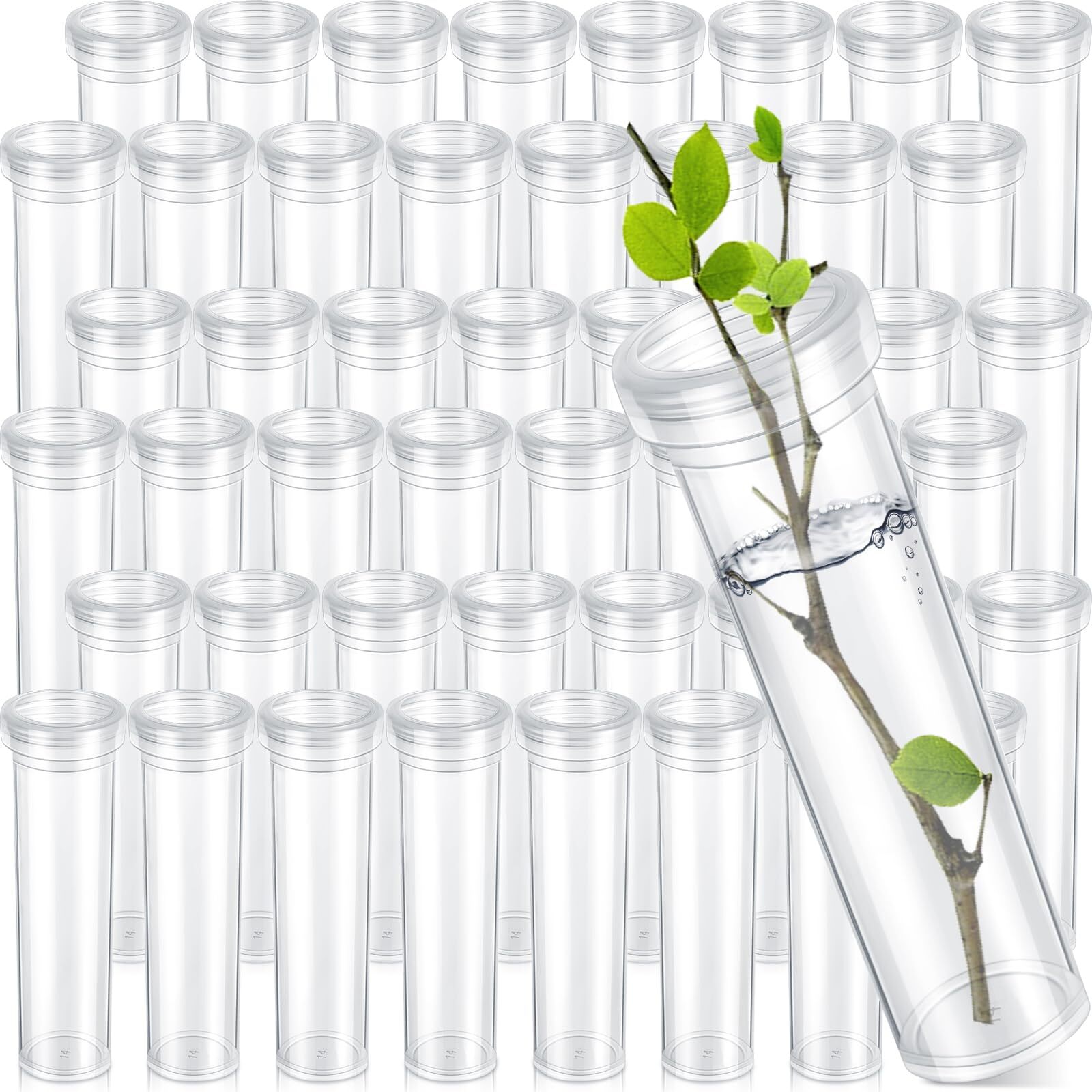 100 Pcs 60ml Large Plastic Floral Tubes for Milkweed Cuttings Flower Arrangement