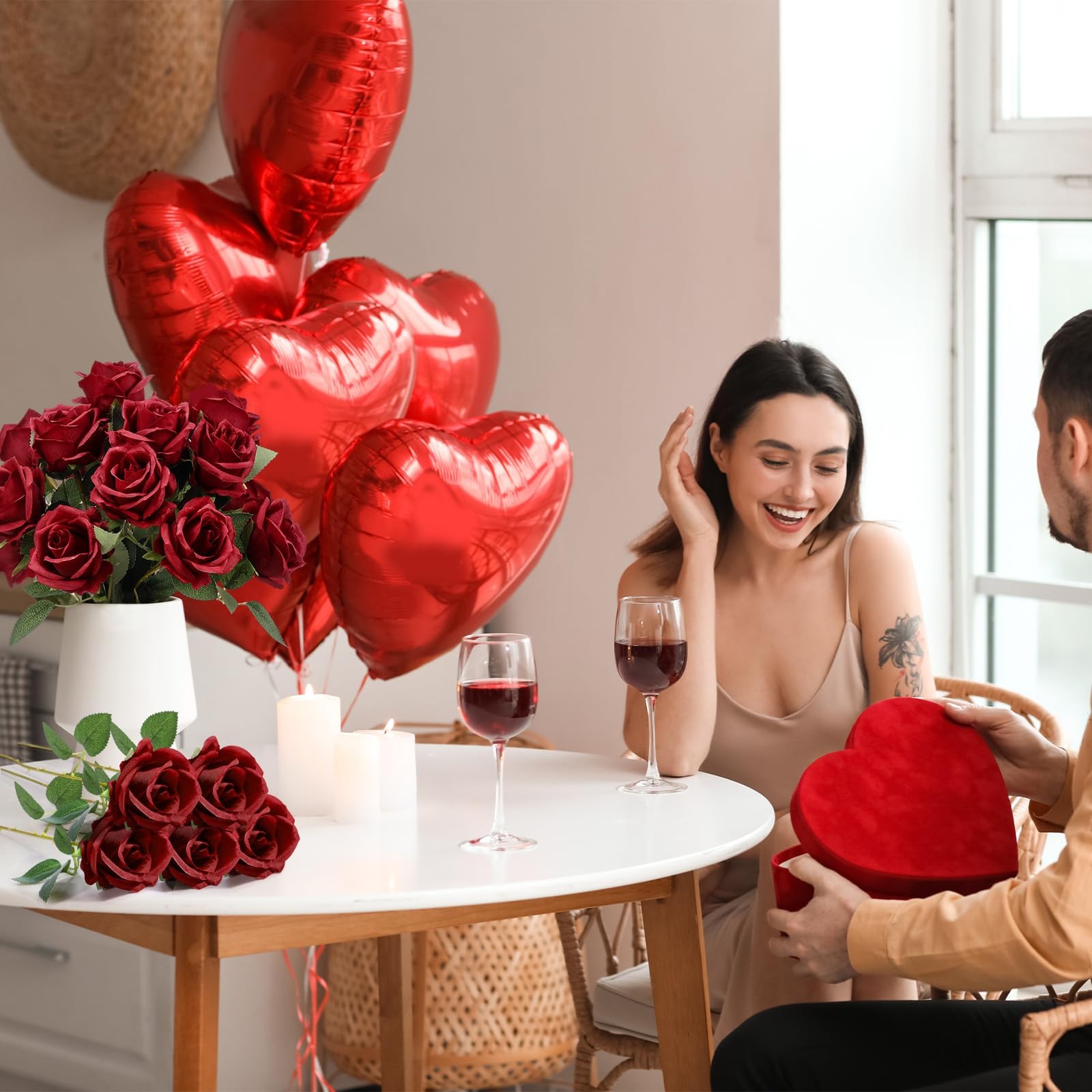 60 PCS Artificial Roses Bulk Silk Flowers with Long Stems, Realistic Faux Ros…