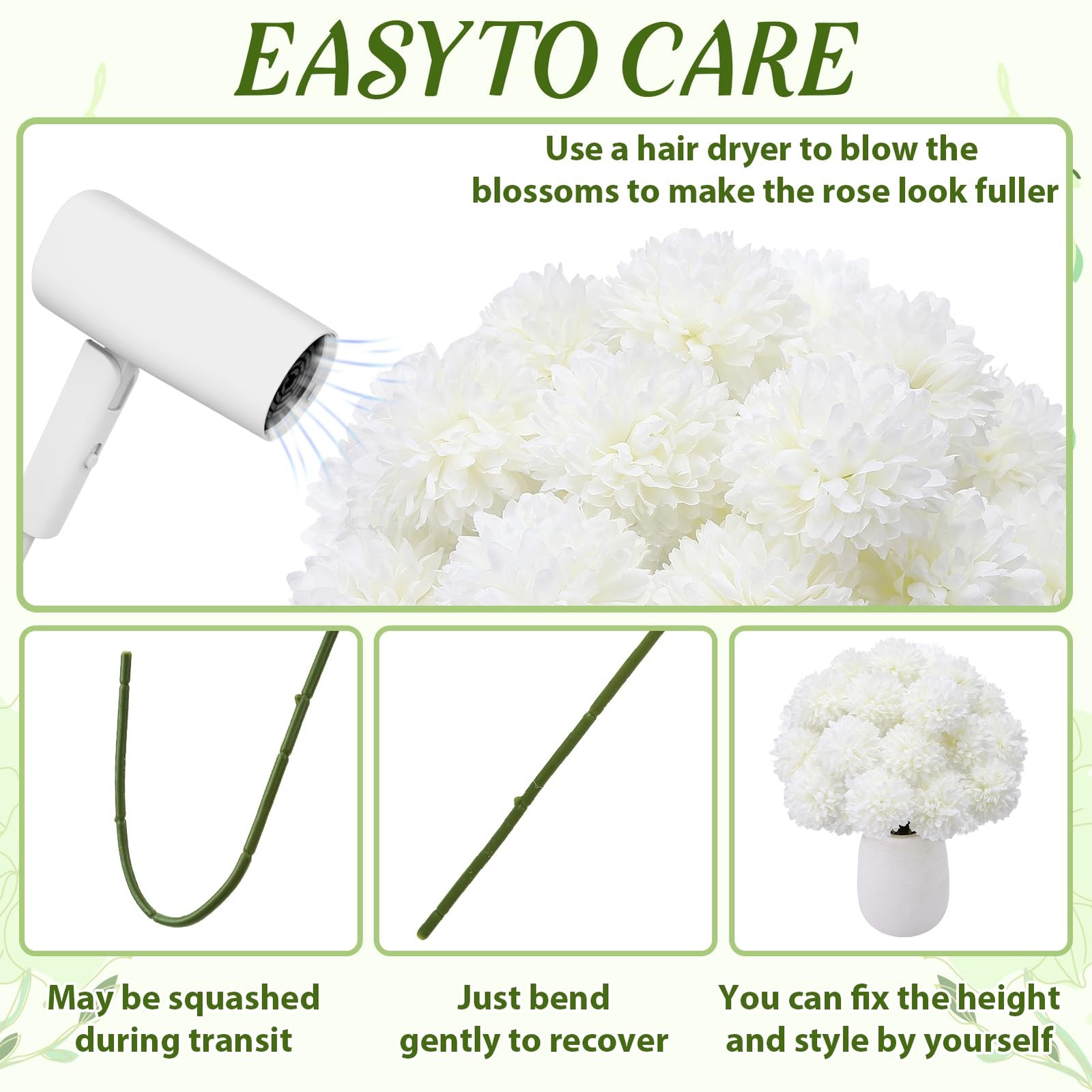 Ovveroche 36 Pcs Artificial Flowers Chrysanthemum, Fake Hydrangea Flowers wit…