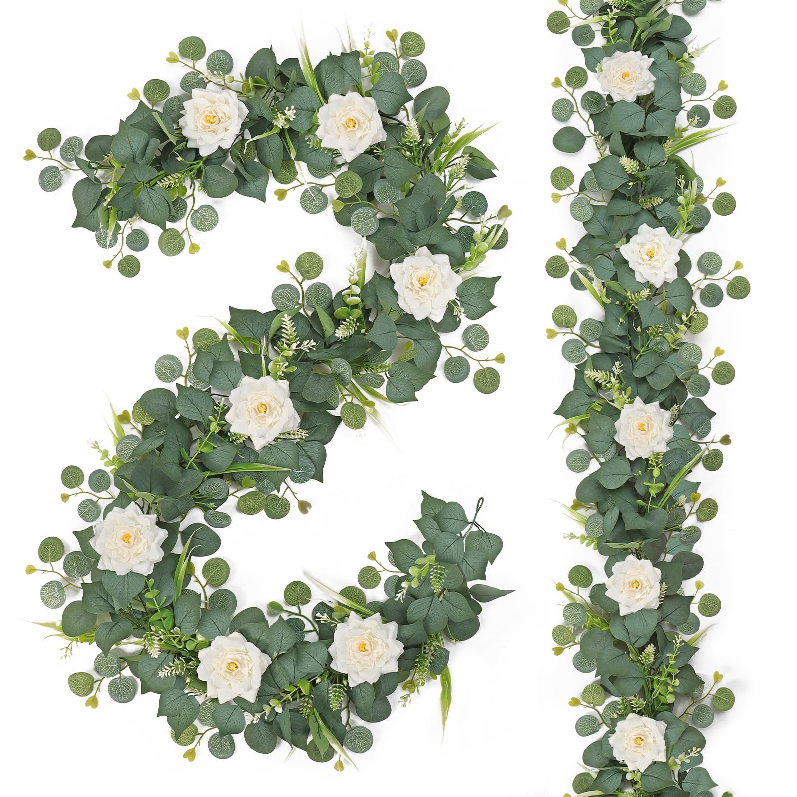 2PCS Flower Garland 6.2FT Artificial Rose Flowers Garland Wall Vines Greenery…