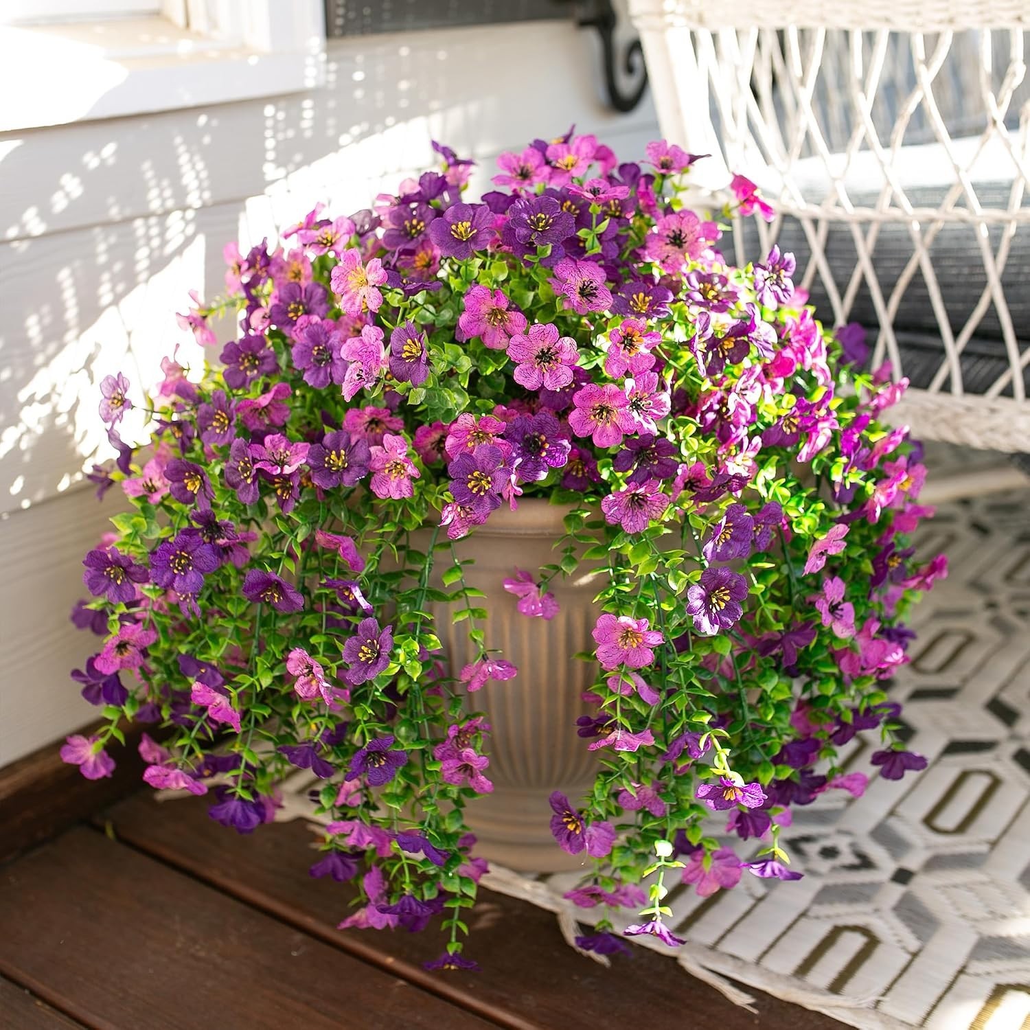 Artificial Flowers for Outdoors Decoration, 2Pcs Dark Purple and Purple Fake …