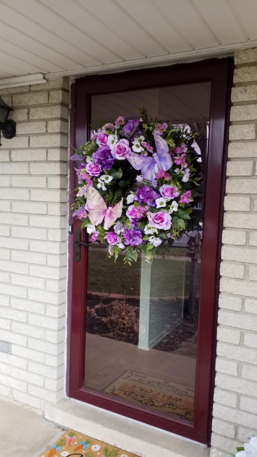 Door Wreath Spring Summer Floral Arrangement Butterfly Garden Decor