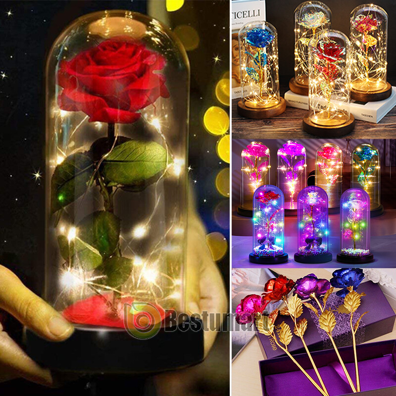 Eternal Rose Eternal Flower LED Glass Light Anniversaries Valentine Gift for Her