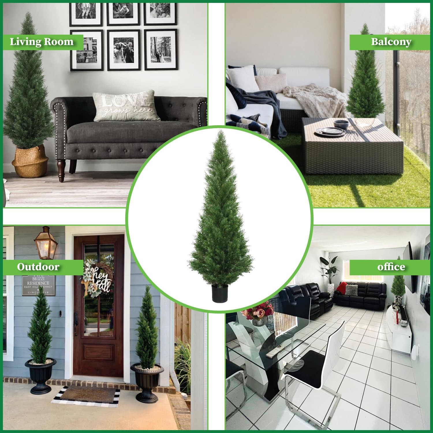 5 Foot Artificial Topiary Cedar Trees Potted Indoor Outdoor Plants