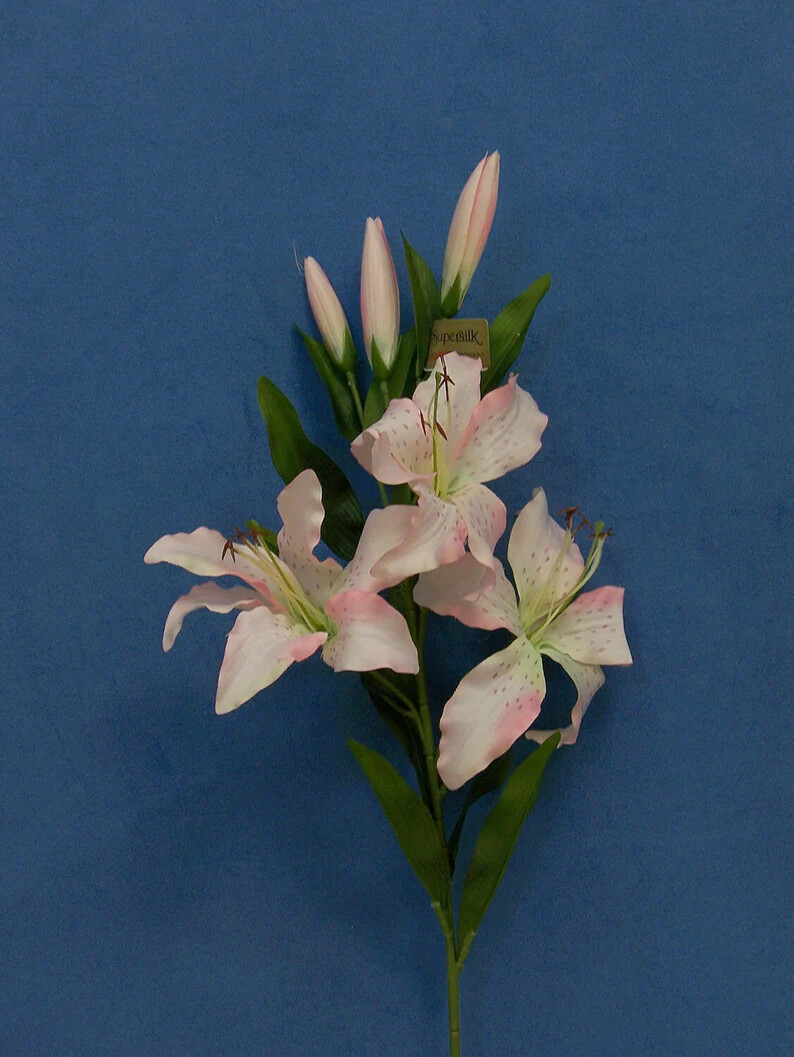1 Dozen (12) Vintage 29″ Supersilk Tiger Lily Artificial Flower Stems