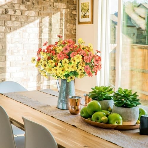 16 Bundles UV Resistant Artificial Flowers – Faux Plants for Outdoor Summer Fall